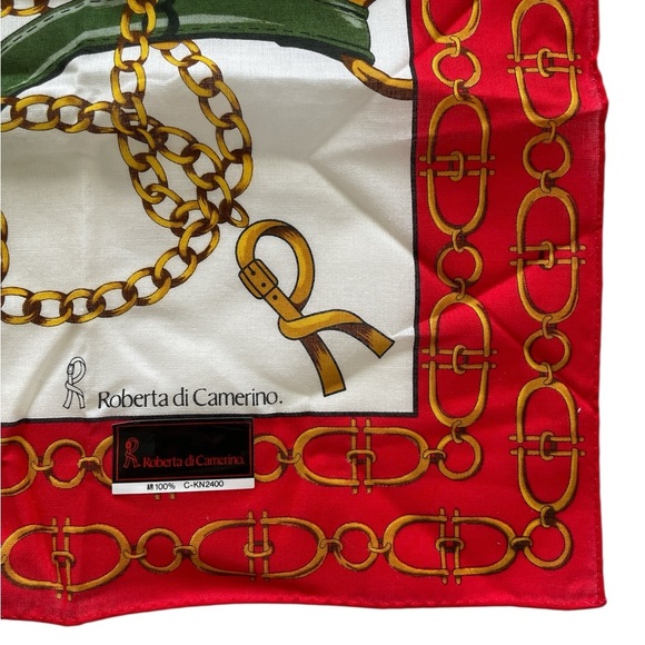Roberta Di Camerino Vintage Red and Gold Patterned Handkerchief - Picture 7 of 10